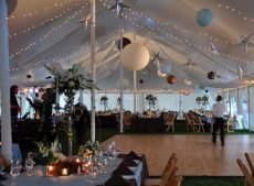 wedding tent with lights