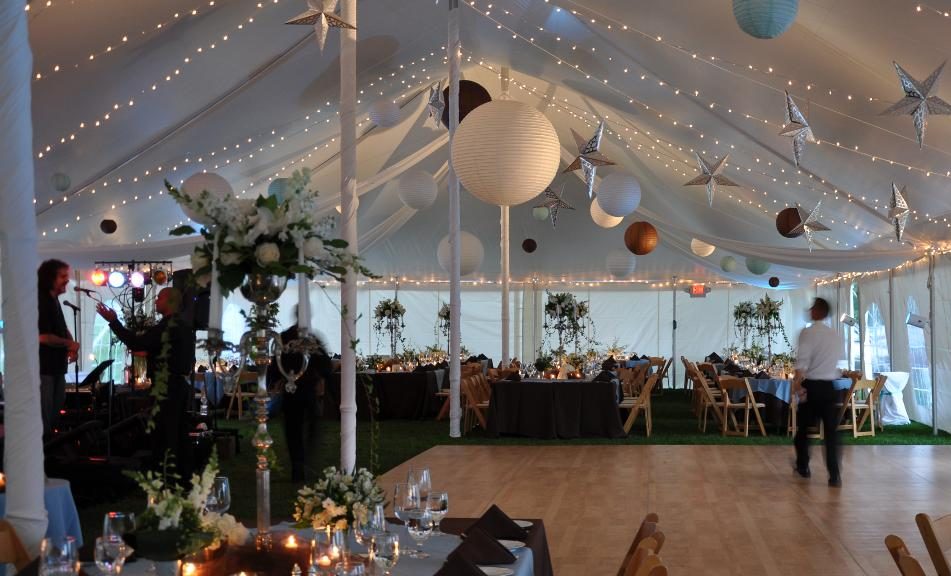 wedding tent with lights